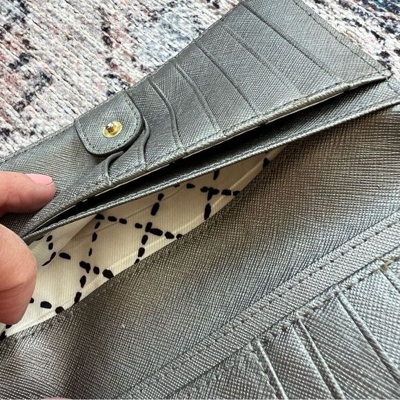 Kate Spade Newberry Lane Stacy Bifold Wallet Silver Gray Leather - Picture 4 of 11